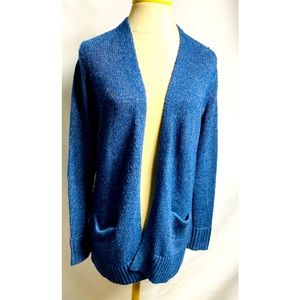 G.H. Bass & Co. Blue Long Sleeve Open Front Cardigan Sweater Sz S. 2 Pockets